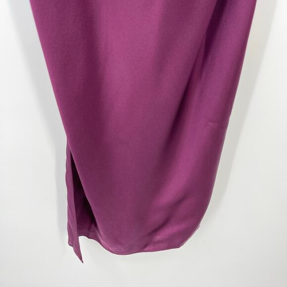 The Sei | Ruched Cut Out Silk Midi Dress in Burgundy Oxblood 2 - Picture 12 of 16